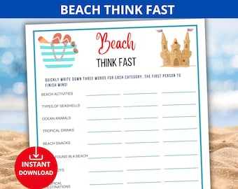 Beach This or That Game,Beach trivia game,Beach Party Game,Summer Printable Game,pool party games,Summer Activity,beach word game,beach trip