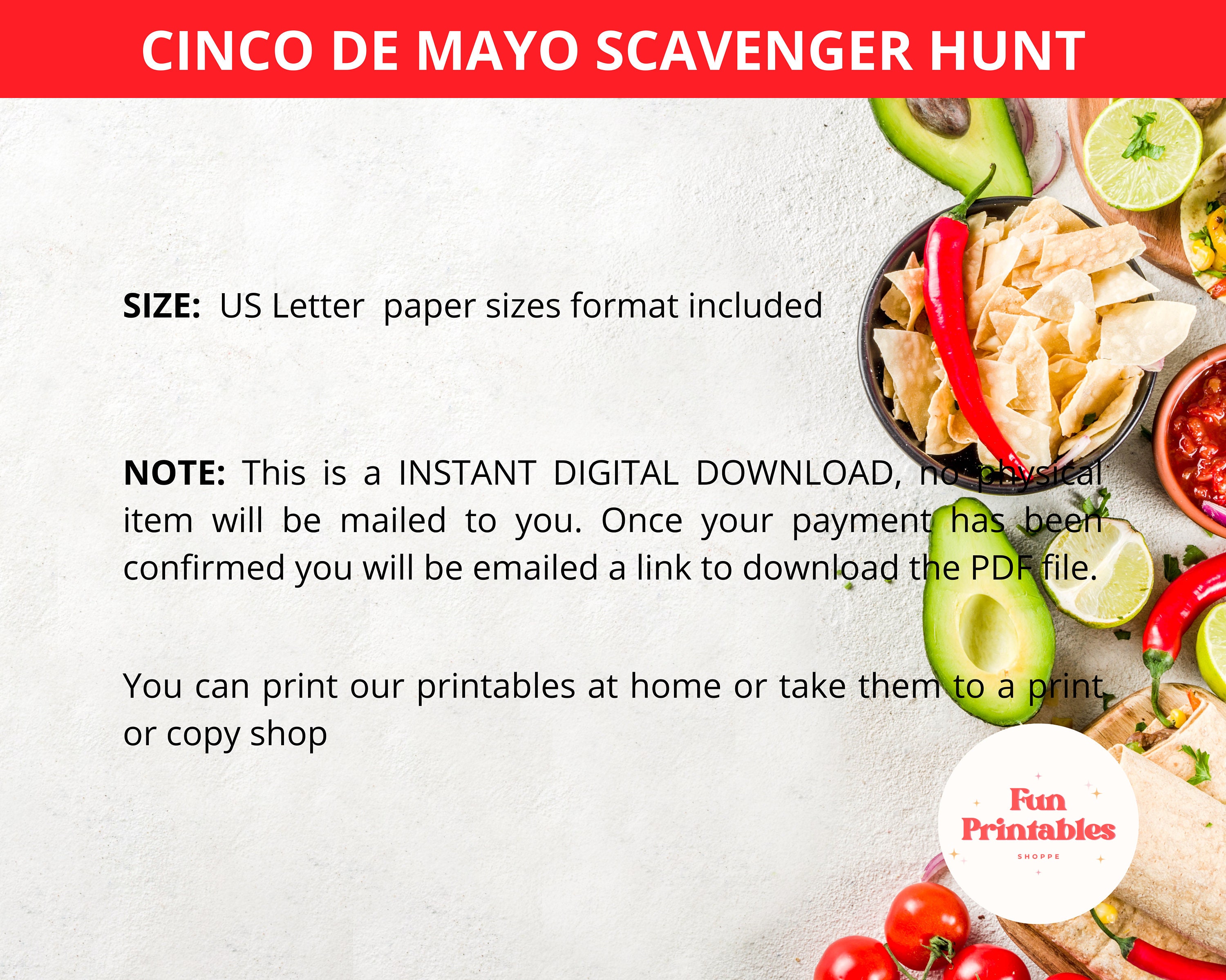 Cinco De Mayo Scavenger Hunt Game,treasure Hunt,mexican Party Games ...