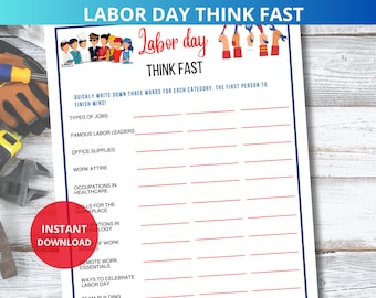 labor day Think Fast Game,Labor Day Party Game,labor day Activity,American Trivia,Patriotic Party Game,Labor Day Trivia,labor day Facts Quiz