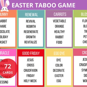 Easter Taboo Cards,Easter Party Game,Easter Activity,Easter Taboo Word Game,Easter Forbidden Words,Word Charades, Easter Classroom,preschool