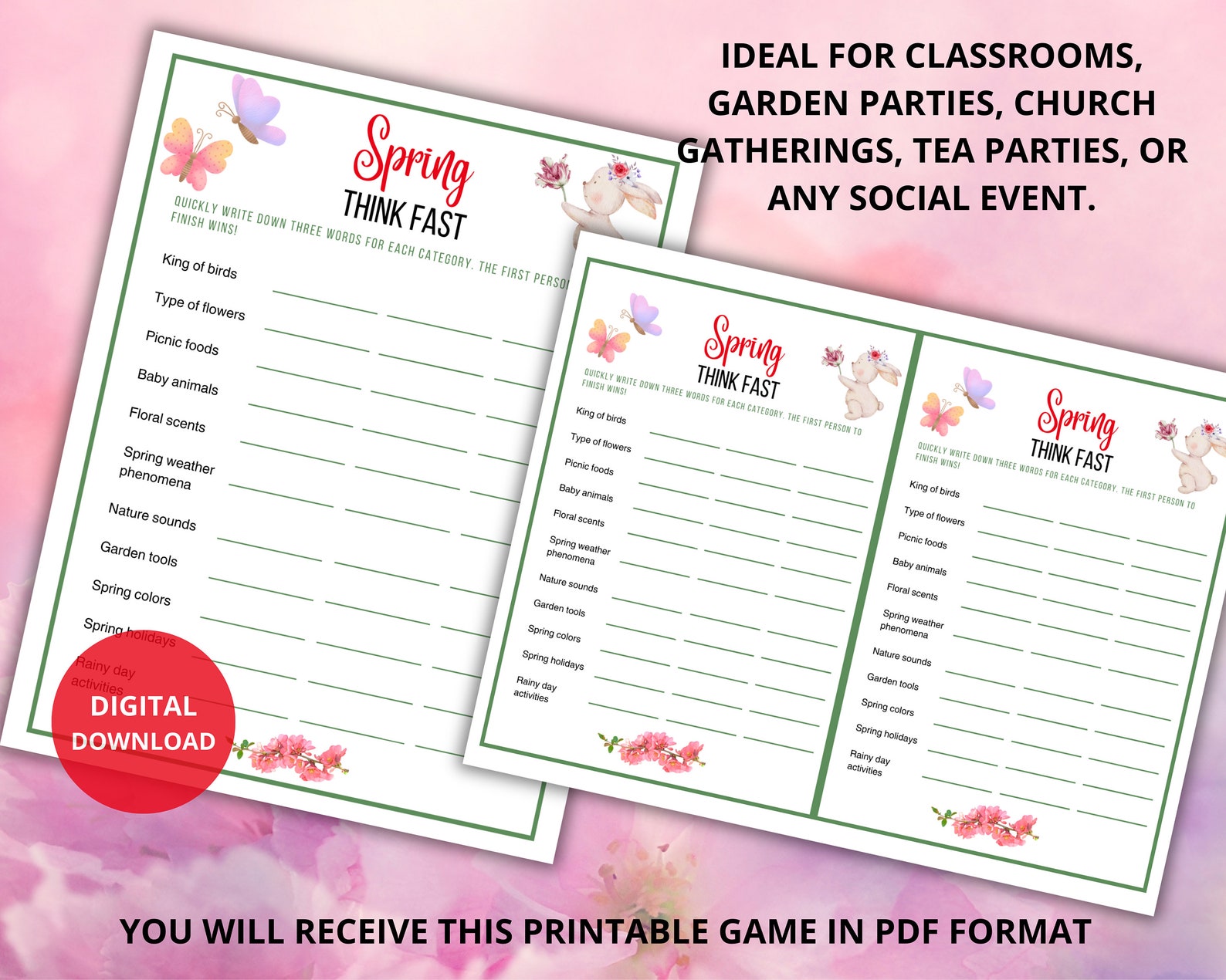 Spring Think Fast Game,quick Think Spring Game, Spring Classroom ...