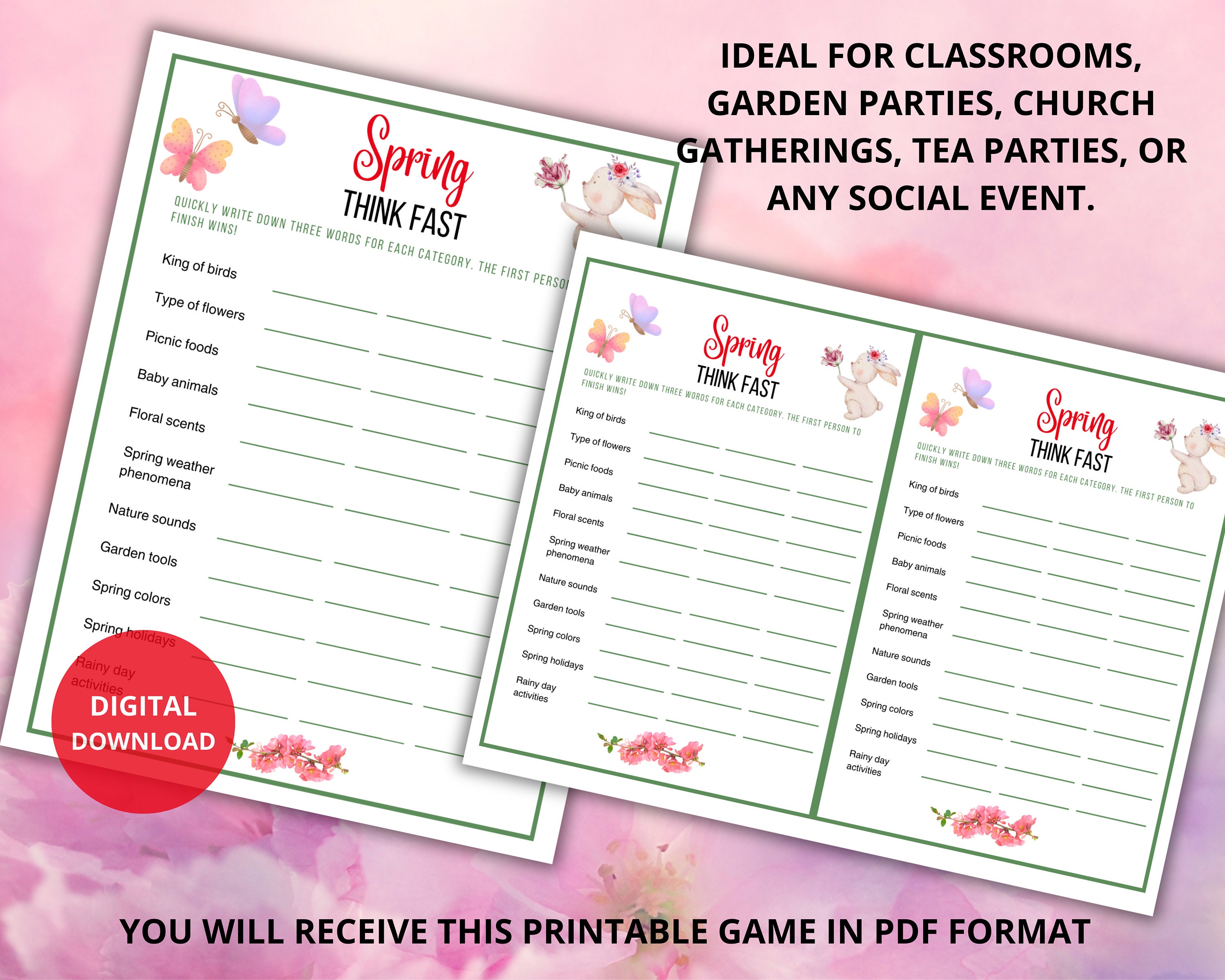 Spring Think Fast Game,quick Think Spring Game, Spring Classroom ...