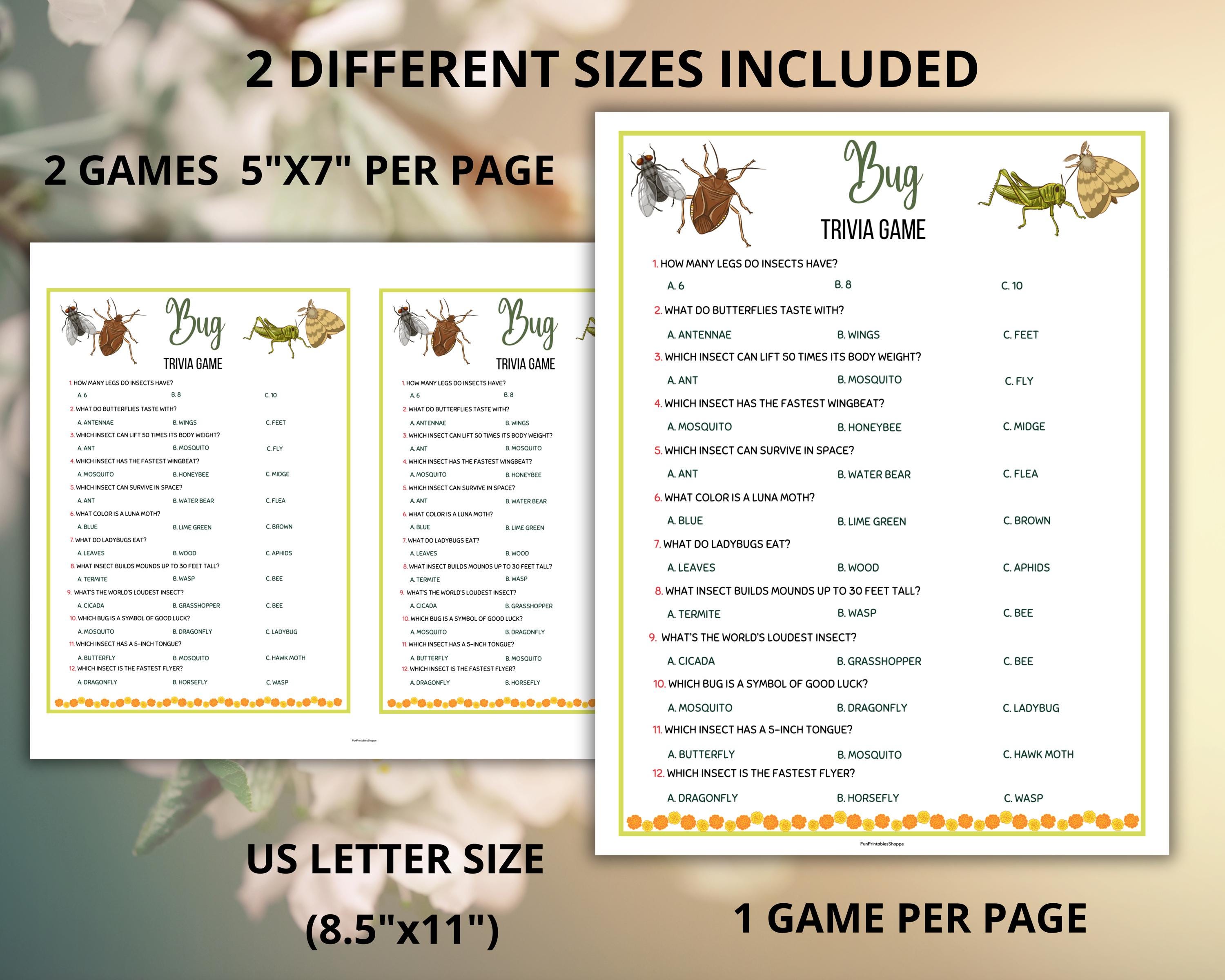Trivia In Insect Bug Trivia Game,insect Trivia,insect Quiz,nature Trivia,animal Nature ...