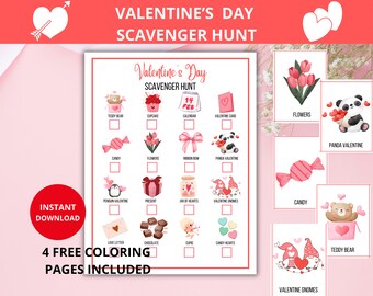 Valentine's Day Scavenger Hunt Printable,Indoor Game,Home Scavenger Hunt,Treasure Hunt,Valentine Game for Kid,Valentines Activity,icebreaker