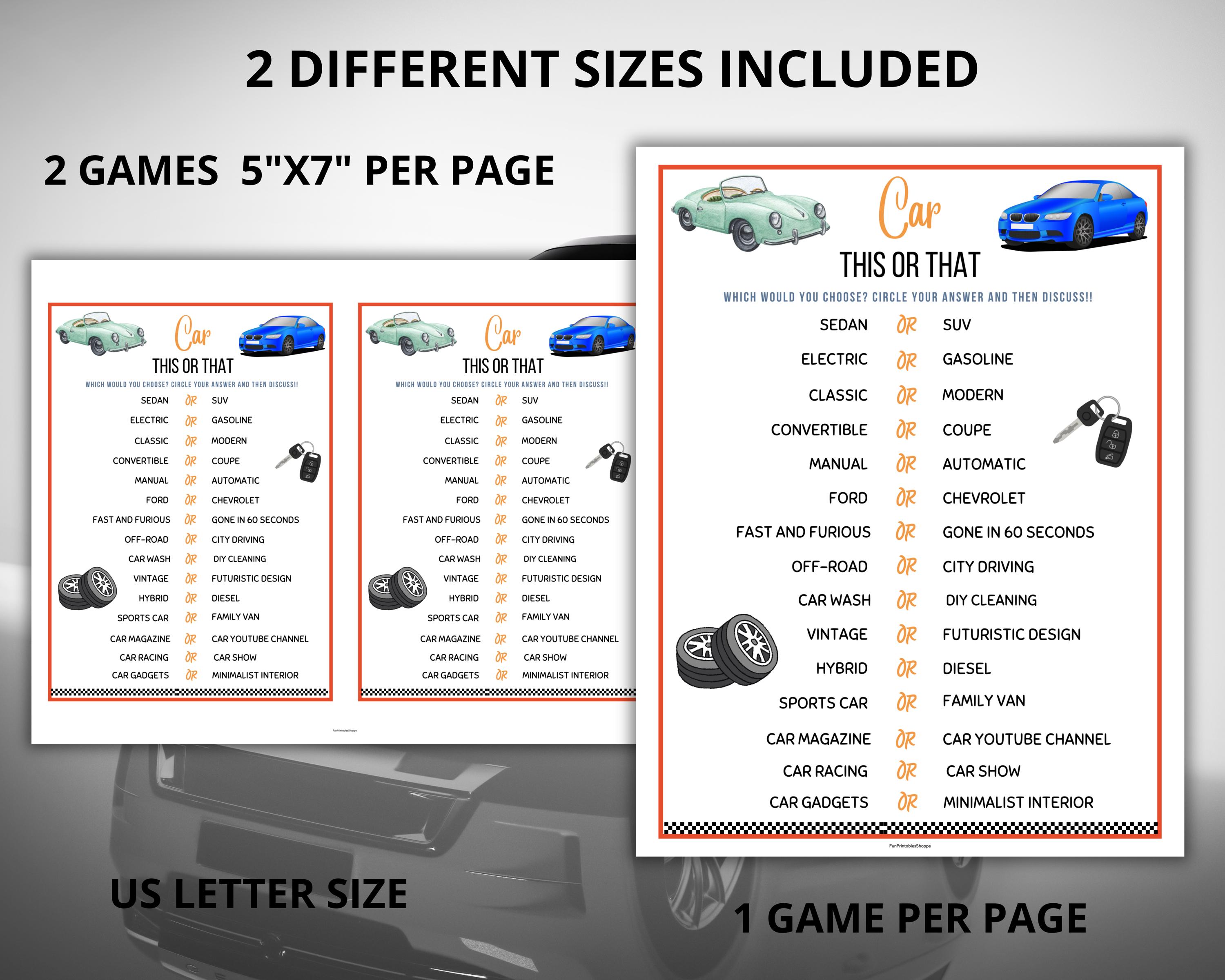 Car This or That Game,car Would You Rather,car Trivia,auto Trivia ...