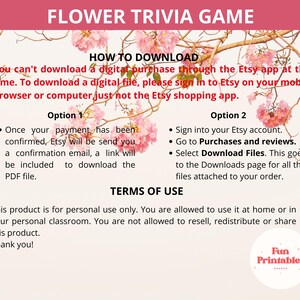 Flower Trivia,spring Trivia,flower Quiz,spring Quiz,flower Party Trivia ...