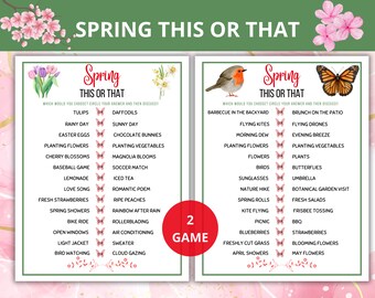 Spring this or that, Would You Rather Spring, Family Reunion Games, Ice Breaker Games, Printable Springtime Games, Fun Spring Games