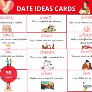 Printable Date Night Cards Ideas, Date Idea Jar, Date Night Coupons, Anniversary Gift, Last Minute,Cards for Couples, Icebreaker Questions