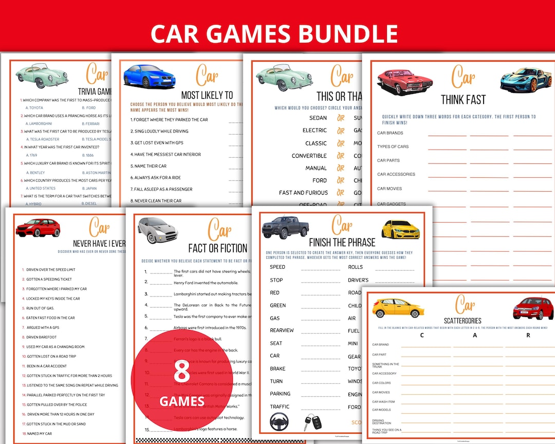 Car Raffle Game Car Games Bundle,car Party Games,car Birthday Party,car Trivia Quiz,fun ...
