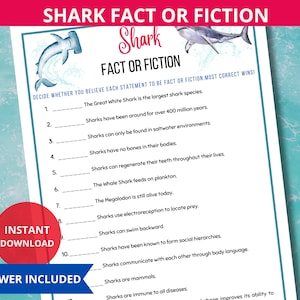 shark fact or fiction,shark Trivia Game,summertime Game,beach games,shark Activity,shark Party Games,shark theme party,jaws,pool party,ocean