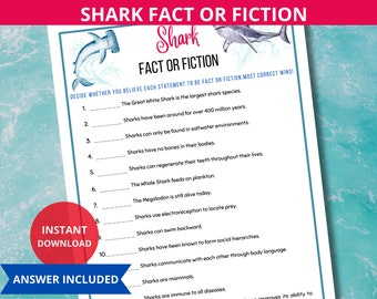 shark fact or fiction,shark Trivia Game,summertime Game,beach games,shark Activity,shark Party Games,shark theme party,jaws,pool party,ocean