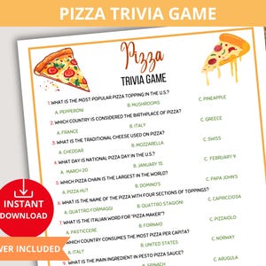 Pizza trivia game,food trivia quiz,Italian food game,Dinner Party Idea,Trivia Question,trivia game night,pizza facts,pizza lover activities