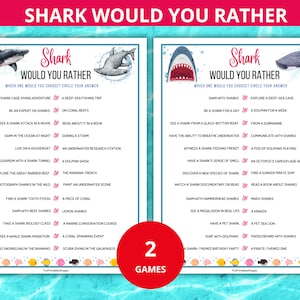 Shark Would You Rather Game,This or That Game Shark,Shark Birthday Party Idea,Shark Activity,Shark Week Game,summer games,shark classroom