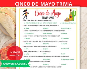 Cinco de Mayo Trivia Game,Cinco de Mayo Trivia Questions,Cinco de Mayo Quiz,Teens, Adults,Seniors,May 5th,activities,party games,work office