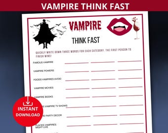 vampire party game,vampire think fast game,vampire quiz,vampire birthday party,vampire trivia,spooky game night,halloween icebreaker,dracula