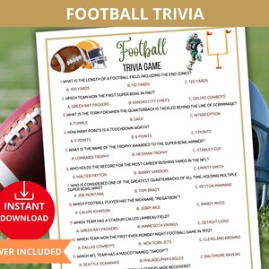 Football Trivia,American Football Game,Super Bowl Activity,Sports Team Trivia,Sports Trivia,Fall and Winter Sports,Football Themed Birthday