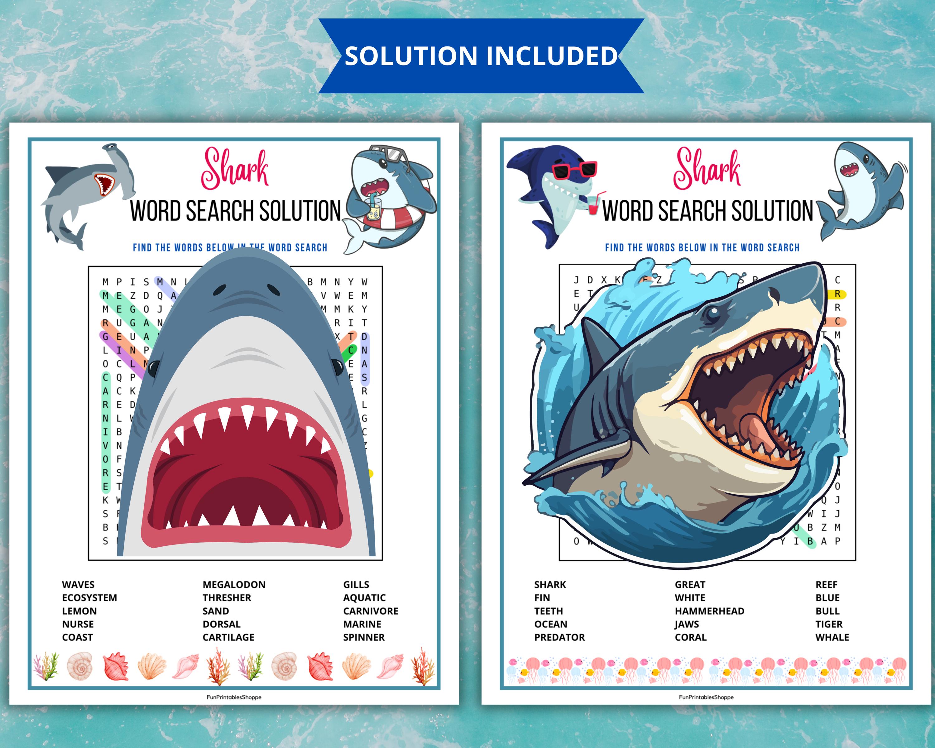 Shark Key Mouse Image Name Riddle Shark Word Search,shark Activity,word Search Puzzle,shark Week Game ...
