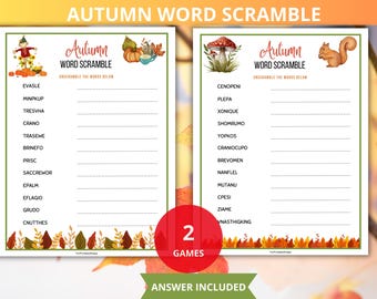 Fall Word Scramble,autumn word scramble,Fall Activity,Family Game,Autumn party Game,fall Unscramble,word search,fall office games,falltime