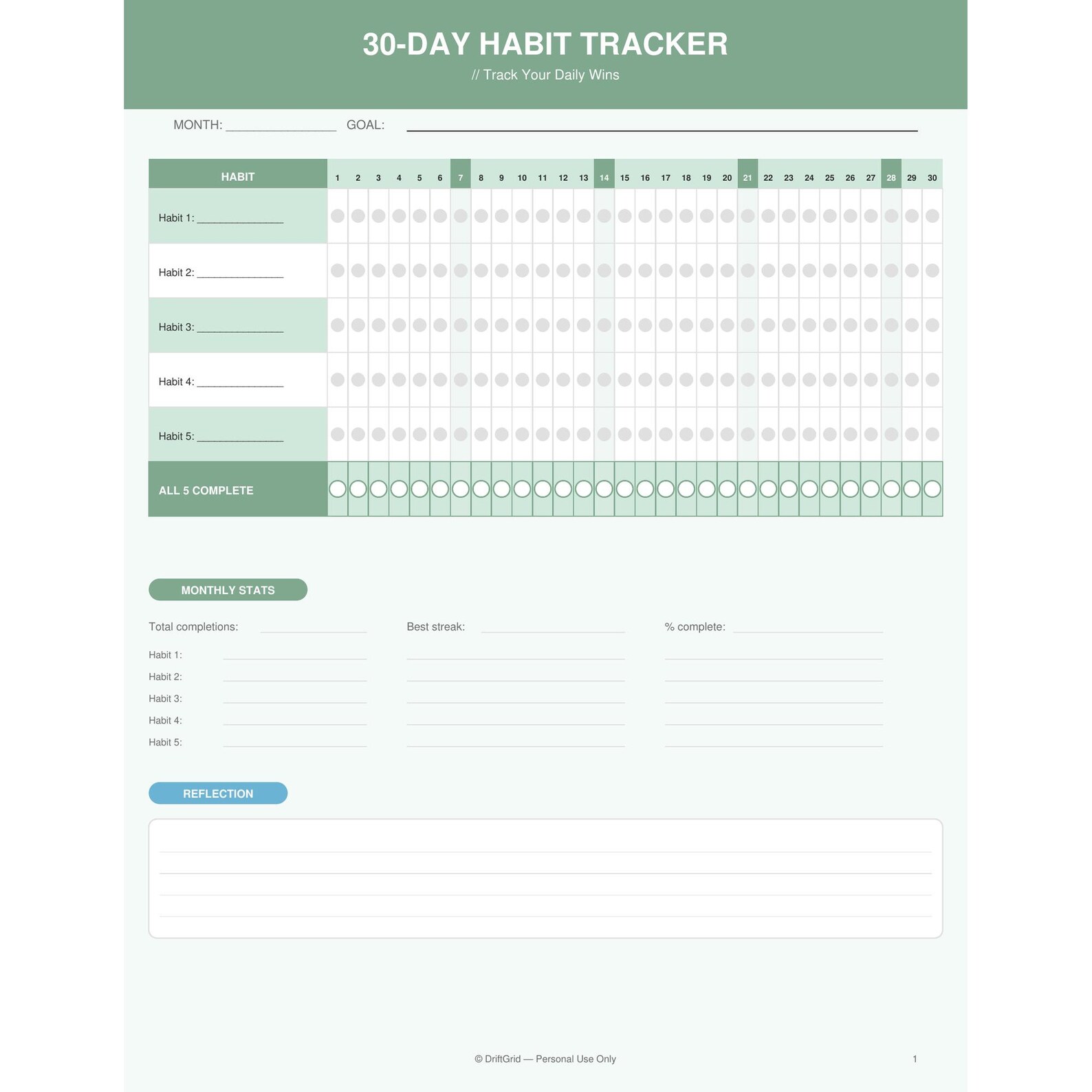 ADHD 30 Day Habit Tracker | Visual Monthly Log (PDF Download) - Etsy