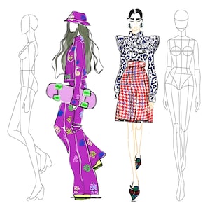290+ Procreate Fashion Design Model Sketch Brushes - Dynamic Pose ...