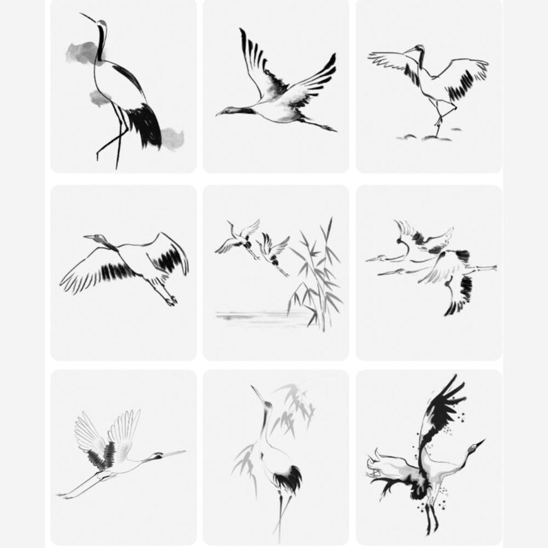 Ink Wash Cranes Procreate & PS Brushset | Traditional Chinese Style ...