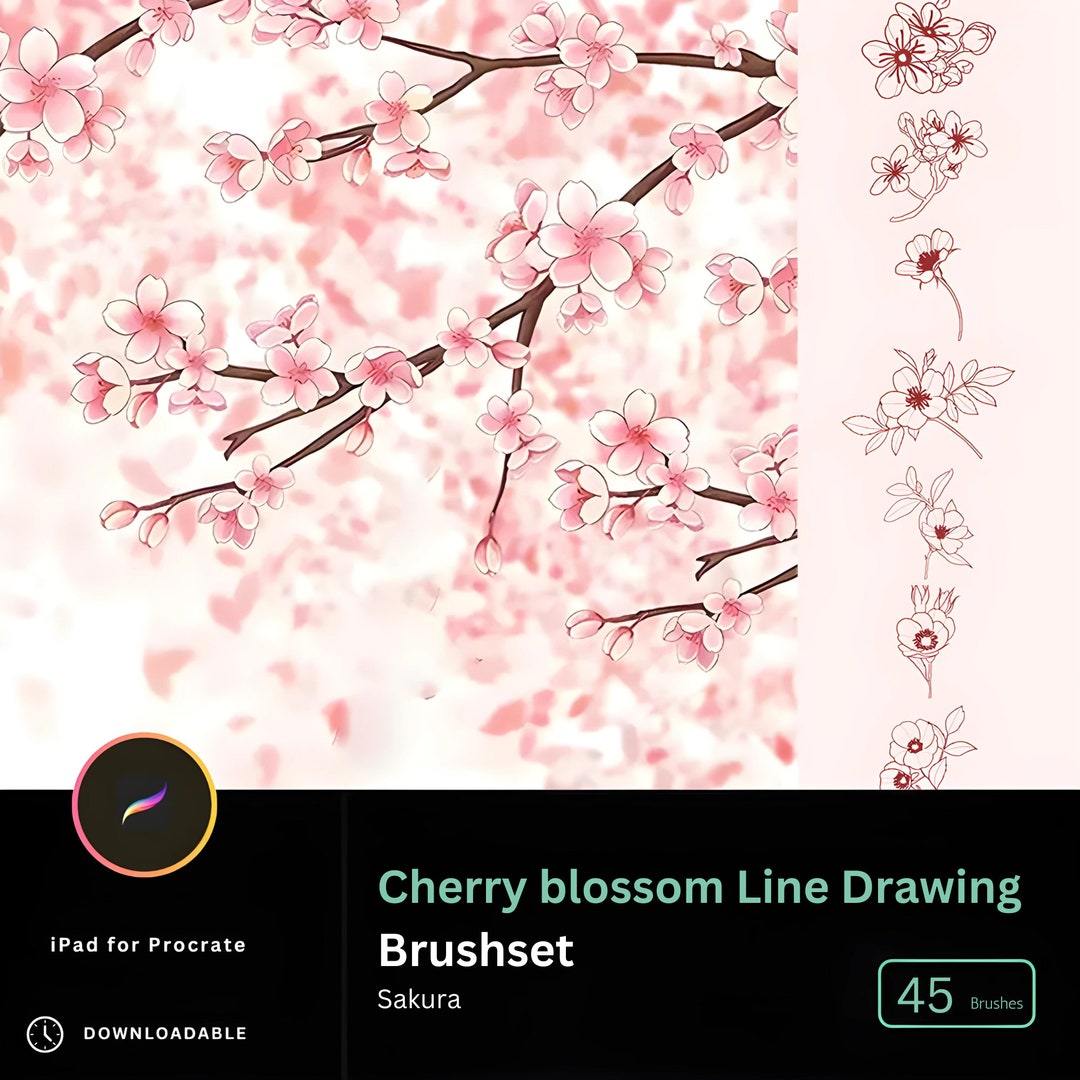 45 Cherry Blossom Brushes Procreate, Japanese Sakura Brushes, Procreate ...