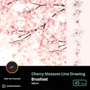 45種類の桜ブラシ（Procreate用）、日本の桜ブラシ、Procreate用ブラシ、パターンProcreate、洋服ブラシ、植物柄花柄
