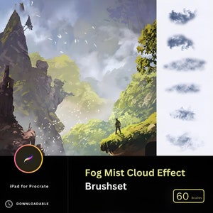 60 effetti di fumo, vapore, nebbia e nuvole per l&#39;arte digitale Fumo realistico Procreate Seamless Brushes / Pennello effetto fumo Illustrazione