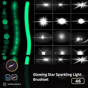 Procreate Glitter Glow Brushes - Radiant Starlight Effects, Sparkling Textures, PS Star Glow Patterns, Dazzling Procreate Art Tools