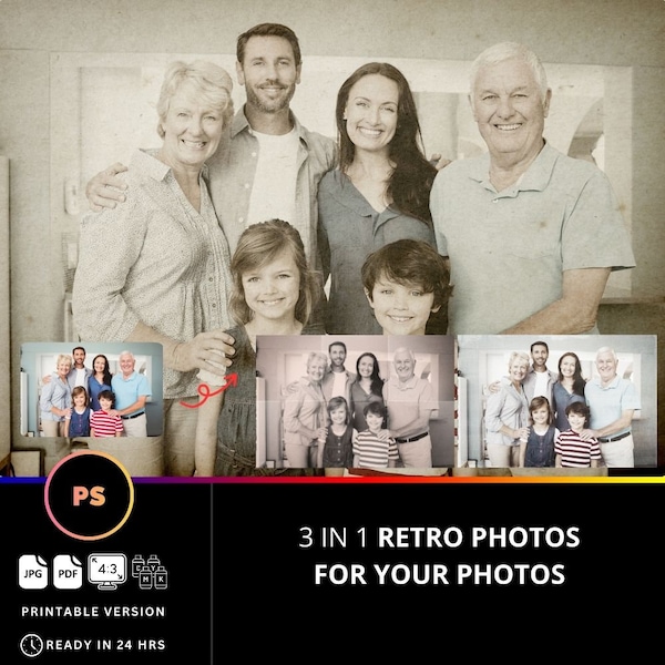 3 in 1 Retro Photo, Aged Photo, Vintage Photo,Photo Editing,Turn your photo into vintage, Photo Coloried Service, Black & White photos Fast