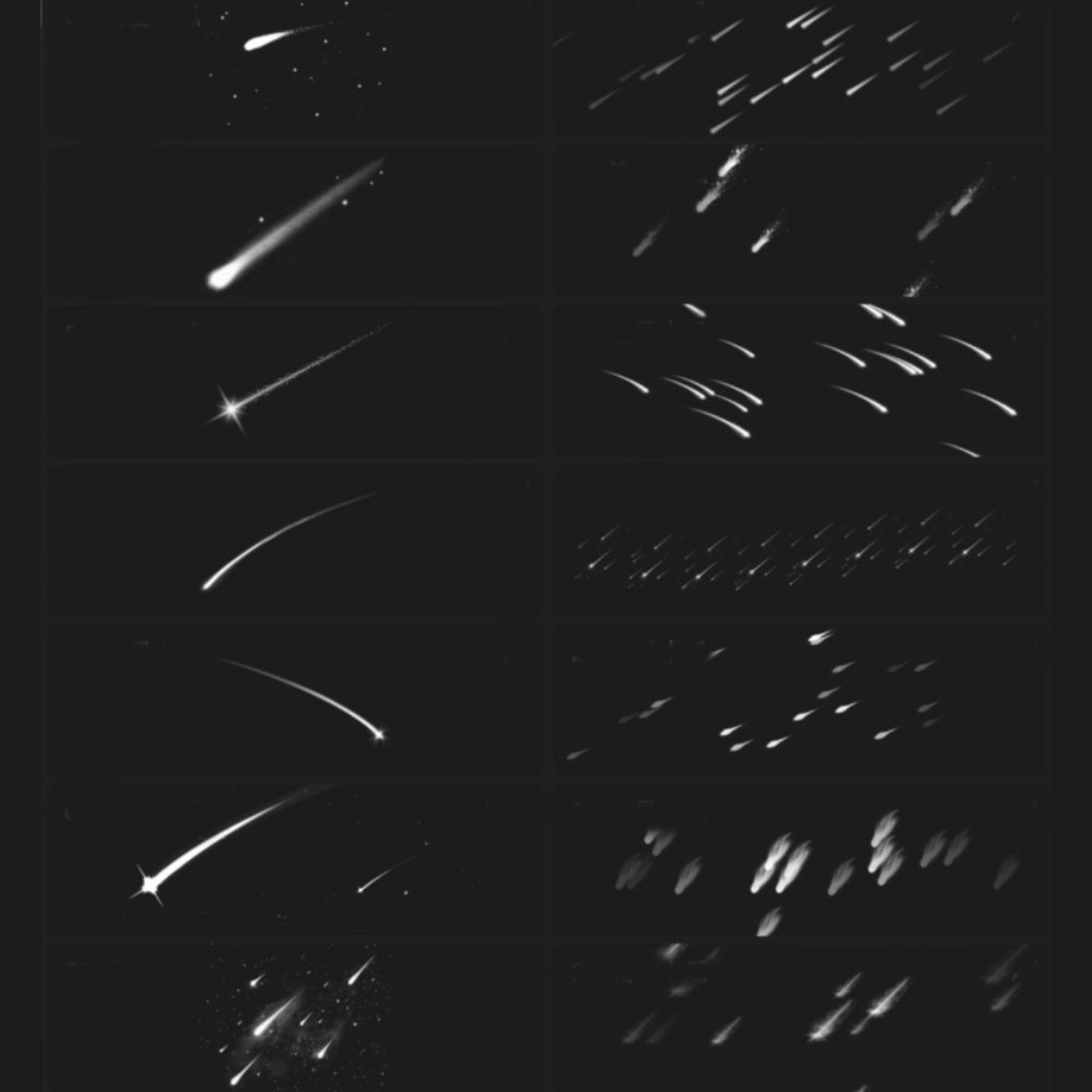 40 Meteor Brushes for Procreate & Photoshop | Night Sky Sparkle, Cosmic ...