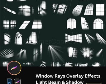 Light and Shadow Beam Procreate Brush PS Brush Window Sunlight Rays Overlay Lighting Effects Decorative Elements for Digital Art Design