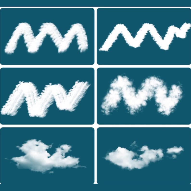 36 Realistic Cloud Brushes for Procreate and PS: Hand-drawn White ...
