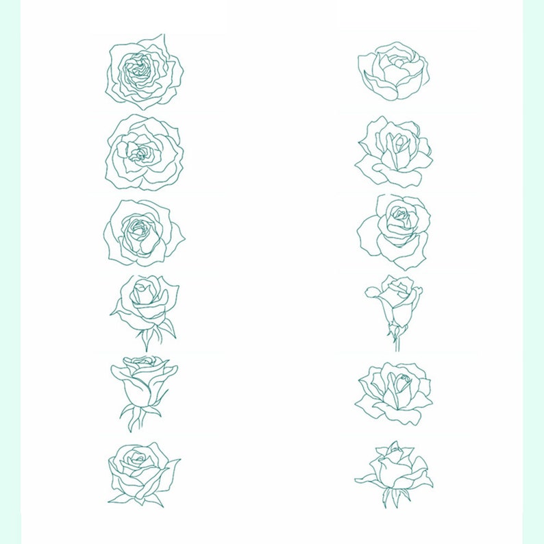45 Anime Rose Procreate Stamp Roses & Leaves, Flower Brush Stamps ...