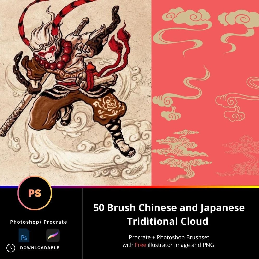 50 Asian Chinese Black Myth Traditional Clouds Wukong Brush Oriental ...