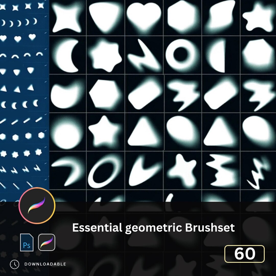Ps Label Shapes Basic Shapes Procreate PS Brushset | Frosted Texture Hearts Triangles ...