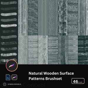 Träådringsstruktur Procreate Brush PS Brush Träyta Bakgrundsmaterial Golvplanka Målning Naturligt Trämönster Digital Konst Set