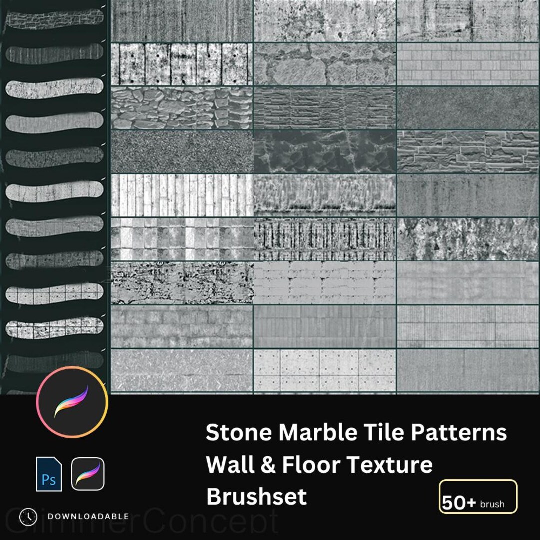 50+ Wall and Floor Texture Procreate Brush PS Brush Stone Marble Tile ...