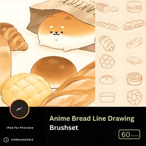 60 Anime Bread Bonanza Pack Różnorodne pieczątki do chleba do każdej kuchni, Procreate Brushes Bakery Pastry Texture Brushset Food procreate