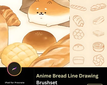 60 Anime Bread Bonanza Pack Diverse Bread Stamps for Every Cuisine, Procreate Brushes Bakery Pastry Texture Brushset Food procreate