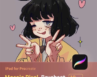 10+ Pixelpensel Mosaikstil pixelkonst Procreate Retro Stämplar Videospelskonst färgläggning Pixelerad pensel Speldesign Penslar Bundle Pinky