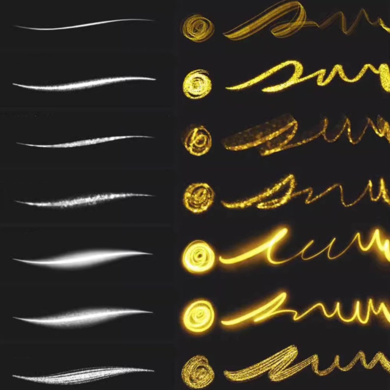 20 Anime Golden Glitter Procreate Brushes Foil Sparkles Shiny Gold