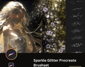 38 Anime Glitter brushes, Procreate brush, genshin, Digital portrait brushes pack, Shimmer brush for Procreate, Sparkling brushes bundle
