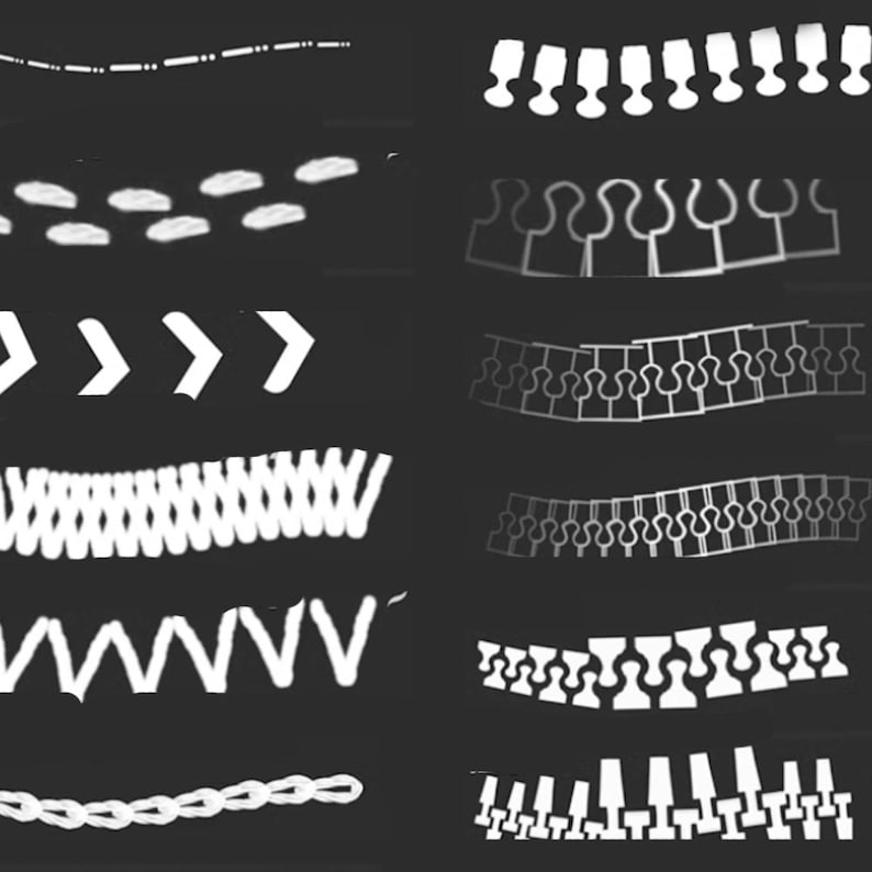 70+ Decorative Stitch Lines Procreate & PS Brush, Seam Patterns ...