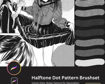 88 Halftone Dot Japan Comic Pattern Brushes for Procreate | Comic Dots, Noise Texture for Decorative iPad Illustrations