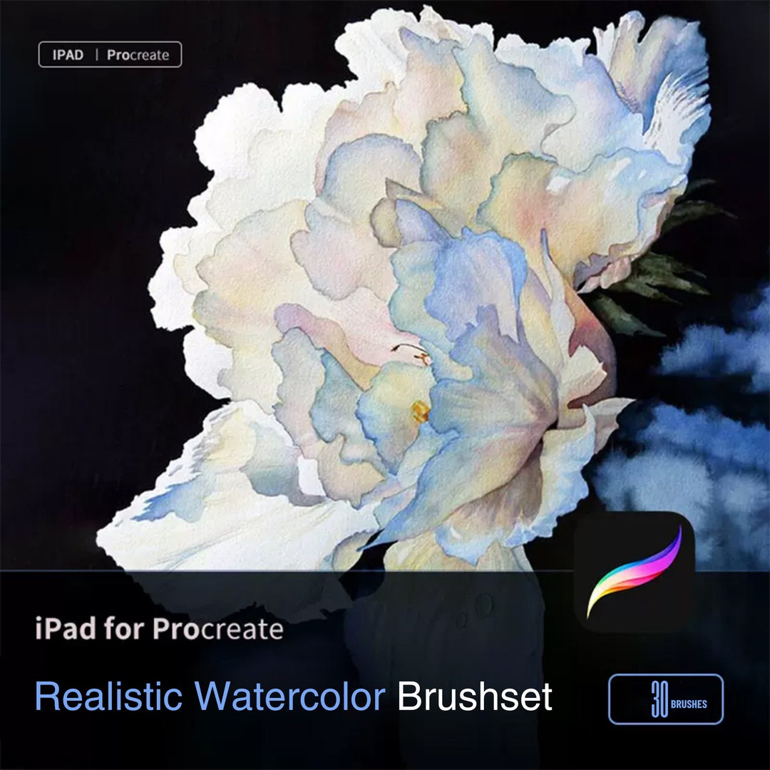 30+ Realistic Watercolor Brushes Set for Procreate | Painting Kit ...