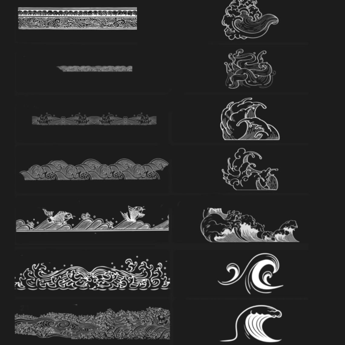 90 Japanese Ocean Wave Pattern Retro Blue Brush Stroke for Photoshop ...