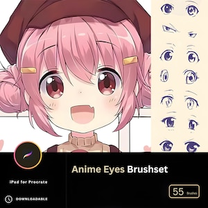 55+ Pair Japanese Anime Eyes Stamps  Animated Manga Drawing Procreate Manga Brushes Eye Brush Procreate Cartoon Eyes Portrait Eye Guide Art