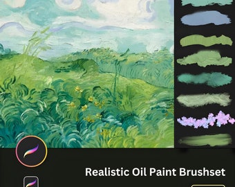 38 pinceles para óleo estilo Van Gogh para Procreate, texturas realistas para óleo, pincel acrílico para Procreate, sellos de trazos de impasto, abstractos