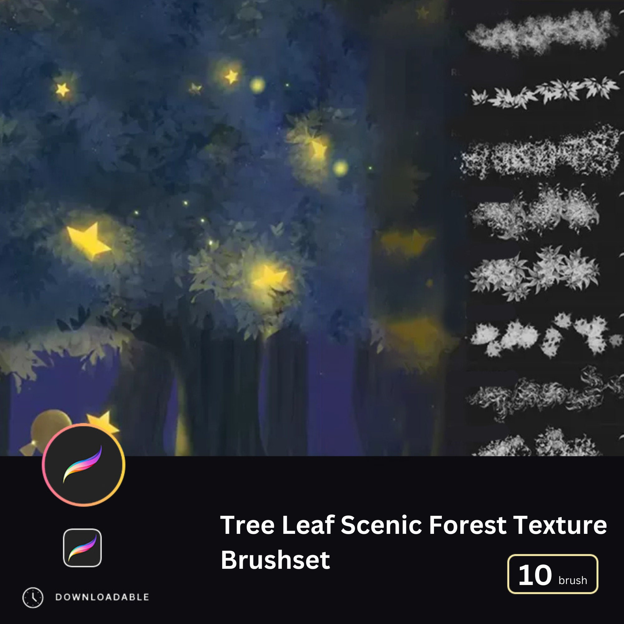 10 Leaf Texture Procreate Brushes | Scenic Forest Garden Elements Green ...